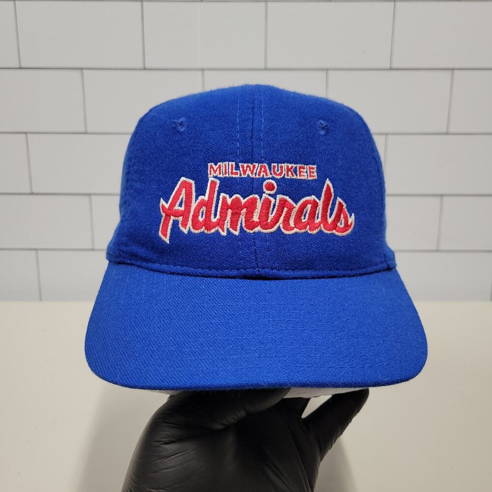 Vintage Milwaukee Admirals Snapback Hat We Cover The World Ahl Hockey Blue 90s